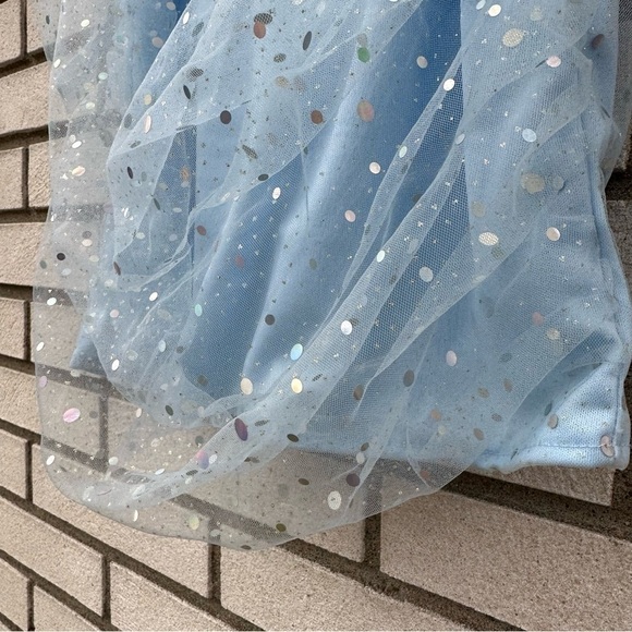 NWT Area Stars Stardust Light Blue Sparkle Mesh Mini Dress | Large - Picture 4 of 14
